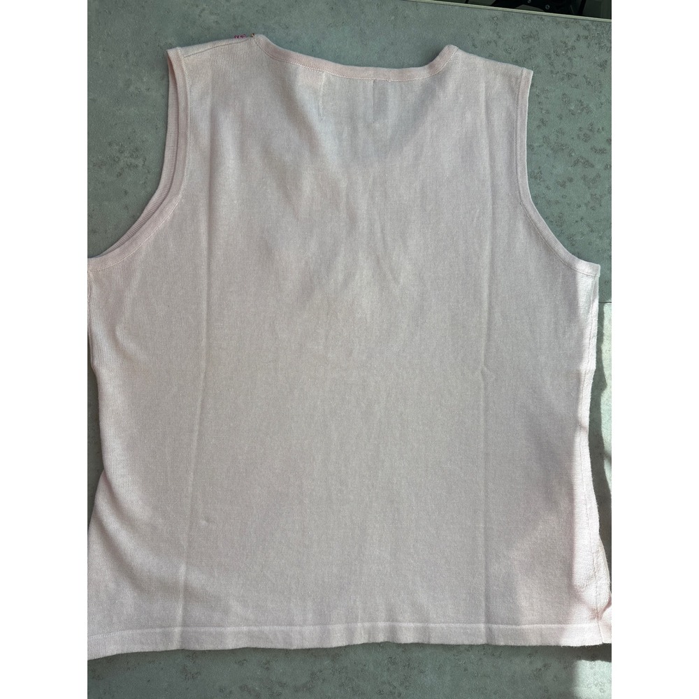 Storybook Knits Pink Beaded Sequins Floral Sleeveless Cottagecore Top NWT Size L - Picture 8 of 9